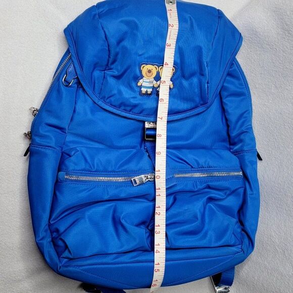 Maison Promax Teddy Bear Backpack Blue 15" Unisex Adult Bag Multiple Pockets - Picture 11 of 12